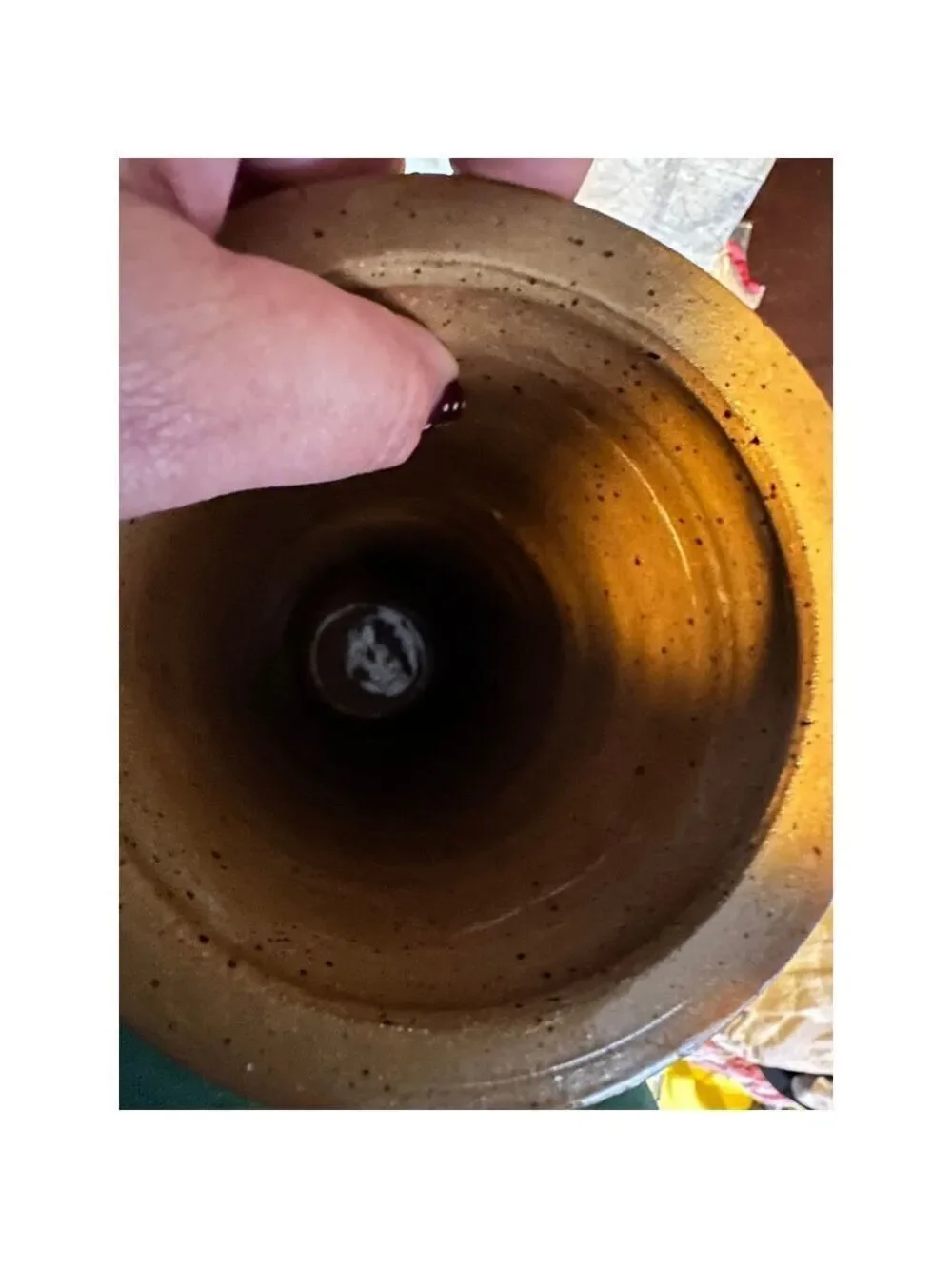 Vintage Mid-Century Modern Signed Artisan Tan Ceramic Pottery Vase
